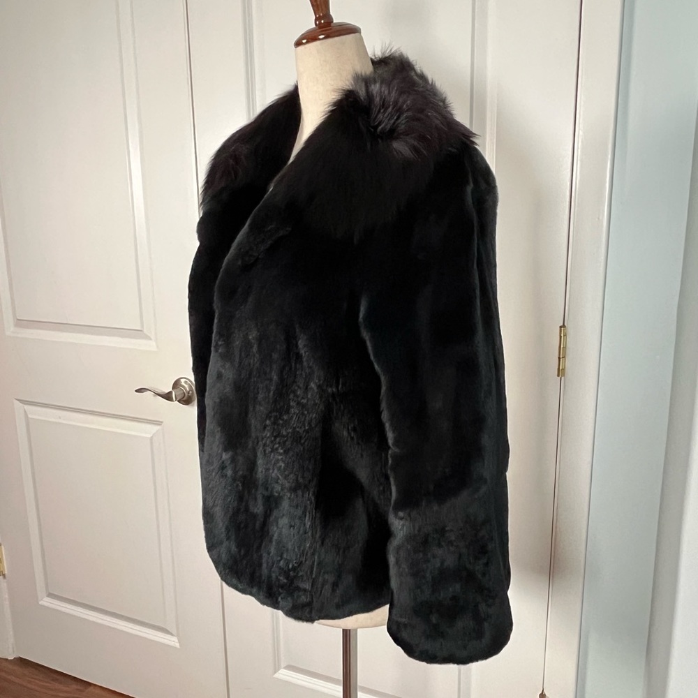 Black fur swing coat jacket size L - Picture 8 of 13